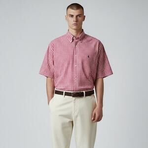 Ralph Lauren Blake Button Down Shirt Vintage Men's Sz XL Pink White Check 90s